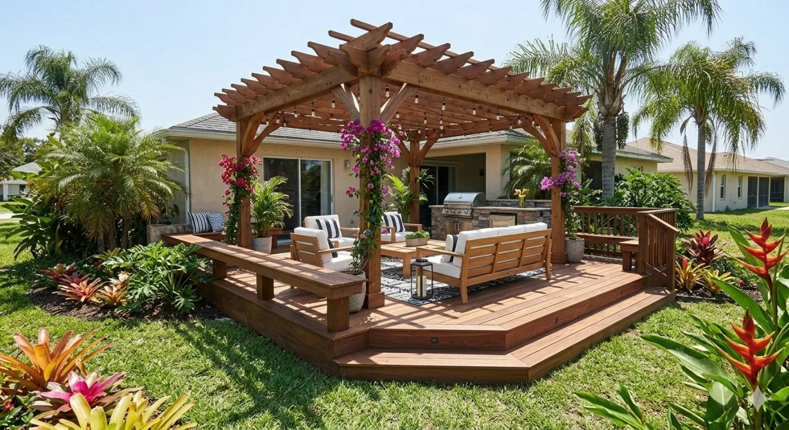 Covered outdoor living deck space in Orlando